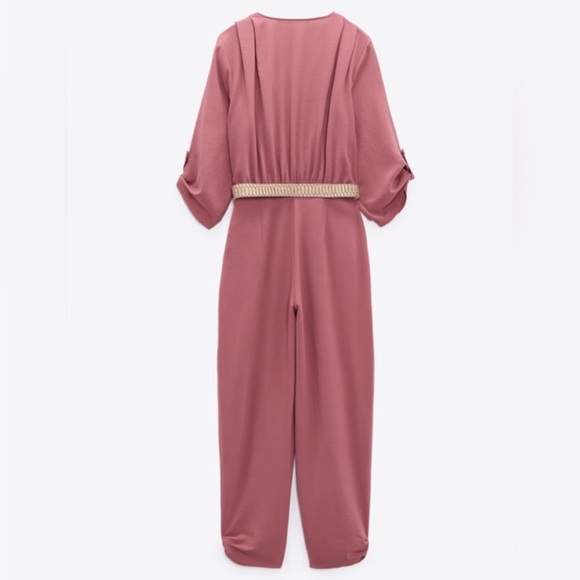NWT ZARA JUMPSUIT WITH BELT,SIZE L, Marsala Colour. - Picture 8 of 12